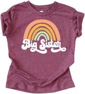 🌈 adorable rainbow sibling announcement toddler burgundy girls' tops, tees & blouses! logo