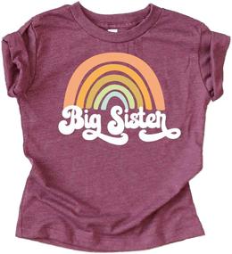 img 2 attached to 🌈 Adorable Rainbow Sibling Announcement Toddler Burgundy Girls' Tops, Tees & Blouses!
