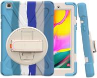 ccmao galaxy tab a 8.0 case 2019 - hand strap, 360° rotating stand - rainbow blue logo