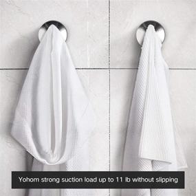 img 1 attached to 🔍 Yohom Vacuum Suction Cup Hooks Shower Holder - SUS 304 Stainless Steel, Removable Bathroom Towel Hook, Kitchen Organizer, Brushed Finish - Ideal for Towels, Bathrobes, Loofahs, and Brushes (2pcs)