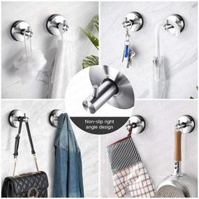 img 3 attached to 🔍 Yohom Vacuum Suction Cup Hooks Shower Holder - SUS 304 Stainless Steel, Removable Bathroom Towel Hook, Kitchen Organizer, Brushed Finish - Ideal for Towels, Bathrobes, Loofahs, and Brushes (2pcs)