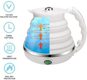 img 3 attached to 🔌 Compact 110/120V Ultrathin Travel Foldable Electric Kettle: Separable Power Cord, Boil Dry Protection, 555ML Capacity, Food Grade Silicone