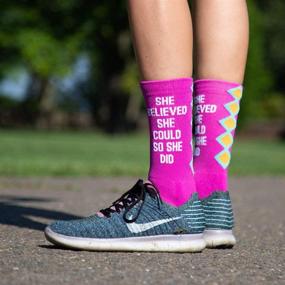 img 1 attached to Inspiring Mid-Calf Athletic Running Socks: Multiple Designs to Motivate