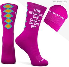 img 3 attached to Inspiring Mid-Calf Athletic Running Socks: Multiple Designs to Motivate