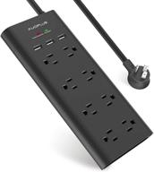 💡 auoplus power strip with usb – surge protector, 8 outlets, 3 usb ports, 6ft extension cord, flat plug/wall mountable, grounded – ideal desktop charging station for computer, laptops, smartphone – home office solution logo