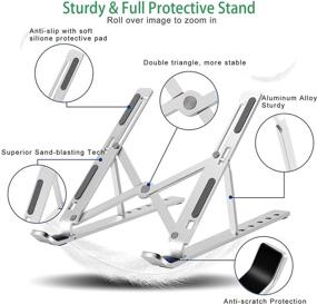 img 3 attached to 📱 Регулируемый портативный держатель для ноутбука - настольное крепление из алюминиевого сплава для MacBook 10-15.6 дюйма, ПК, ноутбука, планшета и ThinkPad.