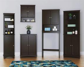 img 2 attached to 🏠 Spirich Home Freestanding Storage Cabinet: Three Tier Shelves, Tall Slim Linen Tower, Espresso Finish - Ideal Organization Solution!