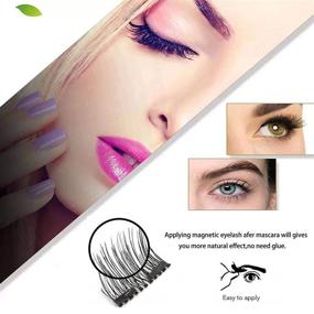 img 2 attached to 💁 Enhanced Natural Look Magnetic Eyelashes - 2 Magnets, No Glue Needed, Half Eye Design - Reusable False Lashes with Applicator (Black)