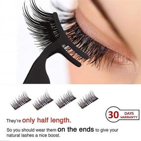 img 1 attached to 💁 Enhanced Natural Look Magnetic Eyelashes - 2 Magnets, No Glue Needed, Half Eye Design - Reusable False Lashes with Applicator (Black)