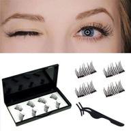 💁 enhanced natural look magnetic eyelashes - 2 magnets, no glue needed, half eye design - reusable false lashes with applicator (black) logo