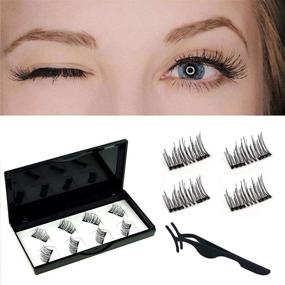 img 4 attached to 💁 Enhanced Natural Look Magnetic Eyelashes - 2 Magnets, No Glue Needed, Half Eye Design - Reusable False Lashes with Applicator (Black)