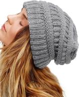 🧢 satin lined winter beanie hats for women and men - cable knit chunky cap with silk lining, soft slouchy & warm логотип