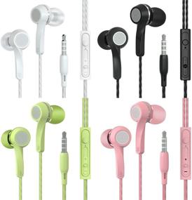 img 4 attached to 🎧 SIKAMARU Earphones: Enhanced Bass In-Ear Headphones with Remote & Microphone - Gaming, Laptops, Noise Isolation, Tangle-Free, 4 Pairs