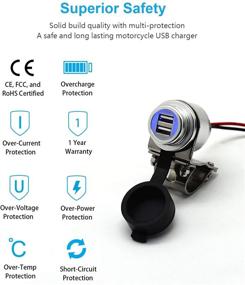 img 3 attached to Cliff Top 4.6A 23W Aluminium Motorcycle USB Charger with Dual-Port Fast Charging, Heavy-Duty, Waterproof for 7/8’’, 1’’ Handlebars on ATV/UTV for Smartphones, GPS, Tablets, and Cameras (Silver)