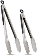 🔒 hotec stainless steel locking kitchen tongs set - 9" and 12", non-slip grip, black metal food tongs logo