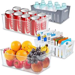 img 4 attached to 🗄️ Clear Plastic Pantry Organizer Storage Bins with Drawers - Set of 4 Large Refrigerator Storage Containers