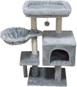 img 3 attached to 🐱 Premium FISH&amp;NAP Grey Cat Tree: Condo, Scratching Posts, Jump Platform - Ultimate Cat Furniture Activity Center