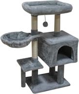 🐱 premium fish&amp;nap grey cat tree: condo, scratching posts, jump platform - ultimate cat furniture activity center logo