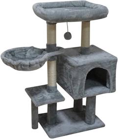 img 4 attached to 🐱 Premium FISH&amp;NAP Grey Cat Tree: Condo, Scratching Posts, Jump Platform - Ultimate Cat Furniture Activity Center