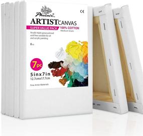 img 4 attached to 🎨 PHOENIX White Blank Cotton Stretched Canvas - 5x7 Inch / 7 Pack - Ideal for Oil & Acrylic Paintings