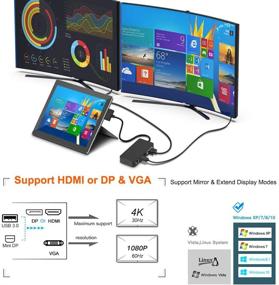 img 2 attached to 💻 Surface Pro Docking Station for Surface Pro 4/5/6 - USB Hub with Gigabit Ethernet, 4K HDMI VGA DP Display, 3xUSB 3.0, Audio Out, USB C, SD/TF Card Slot Combo Dock (Only Compatible with Surface Pro 4/5/6)