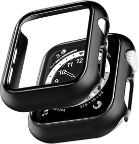 img 4 attached to 2 пакета чехла LϟK для Apple Watch 40 мм SE/Серия 6/5/4 с защитным стеклом на экран, тонкий бампер на всю область с полным покрытием из прочного поликарбоната для iWatch 40 мм - черный.