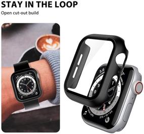 img 1 attached to 2 пакета чехла LϟK для Apple Watch 40 мм SE/Серия 6/5/4 с защитным стеклом на экран, тонкий бампер на всю область с полным покрытием из прочного поликарбоната для iWatch 40 мм - черный.