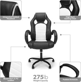 img 2 attached to 🎮 OFM ESS Collection High-Back Gaming Chair: Comfortable Padded Loop Arms, Sleek White Design