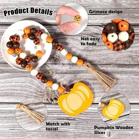 img 2 attached to 120 Pieces 16mm Halloween Wooden Beads for Jewelry Making - Buffalo Plaid Wood Loose Beads & Pumpkin Wooden Slices for Halloween Decor - Pumpkin Wood Spacer Beads with Hemp Rope - DIY Craft