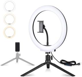 img 4 attached to 🎥 LELEJU 10.2" Desktop Ring Light with Tripod Stand - Perfect for Live Stream, Makeup, Vlogs, YouTube Video, and Selfies