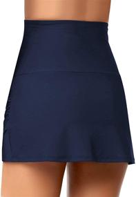 img 2 attached to Uqnaivs Women's High Waist Swim Skirt: Stylish Tulip Hem Shirred Bikini Bottom Swimsuit