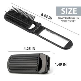 img 3 attached to Set of 4 Portable Folding Hair Brush with 💆 Mirror - Compact Pocket Anti-static Hair Comb for Travel, Car, Gym