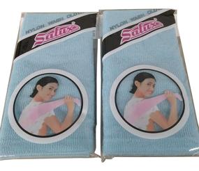 img 1 attached to SALUX Blue 2-Pack Nylon Japanese Beauty Skin Bath Wash Cloth/Towel - Enhanced SEO