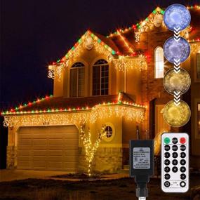 img 4 attached to 🎄 ECOWHO Outdoor Icicle Lights with 440 LED String, Remote Control and Timer - Warm/Cool White Fairy Lighting for Decoration (12.1m)