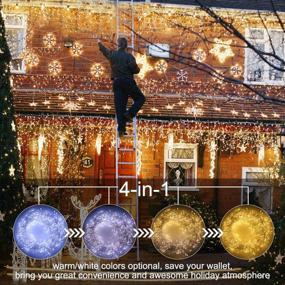 img 3 attached to 🎄 ECOWHO Outdoor Icicle Lights with 440 LED String, Remote Control and Timer - Warm/Cool White Fairy Lighting for Decoration (12.1m)