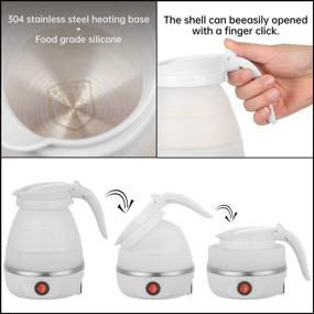 img 2 attached to 🧳 Foldable Portable Kettle with Upgraded Food Grade Silicone - Travel-friendly, 5 Mins Quick Heater, White 600ML 110V US Plug