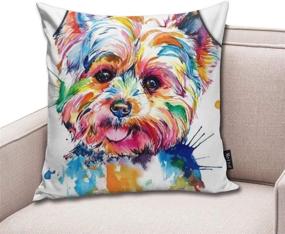 img 3 attached to 🐶 Yorkie Dog Decorative Cushion Cover - DIYAB Square Sofa Throw Pillowcase, 16 x 16 inch