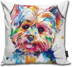 img 4 attached to 🐶 Yorkie Dog Decorative Cushion Cover - DIYAB Square Sofa Throw Pillowcase, 16 x 16 inch