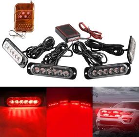 img 4 attached to 🚨 Sidaqi LED Emergency Strobe Lights With Remote Control - Red 4IN1 24LED Grille Warning Flashing Construction Police Light Waterproof 12V: Enhance Safety & Visibility