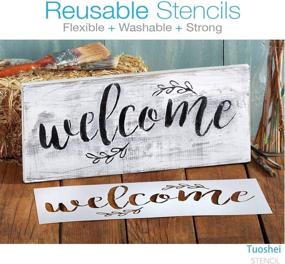 img 2 attached to Enhance Your Home with 12 Reusable Welcome Stencils for Painting on Wood - Sunflower, Dog Paw & More!