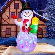 🎅 captivating 5 ft christmas inflatables snowman with rotating led lights: perfect outdoor yard decorations for party holiday indoor garden логотип