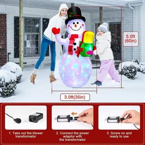 img 3 attached to 🎅 Captivating 5 FT Christmas Inflatables Snowman with Rotating LED Lights: Perfect Outdoor Yard Decorations for Party Holiday Indoor Garden