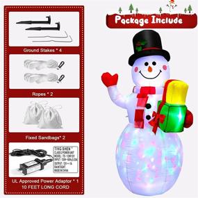 img 2 attached to 🎅 Captivating 5 FT Christmas Inflatables Snowman with Rotating LED Lights: Perfect Outdoor Yard Decorations for Party Holiday Indoor Garden