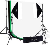 optimized upland softbox lighting kit for photo, photography, and video studio: 2 softbox (20x28), backdrop support stand (6.6x10ft), and 3 backdrops (6x9.2ft) logo