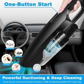 img 2 attached to CherylonCar Portable Car Vacuum Cleaner - High Power 150W, 8000Pa, Handheld Vacuum w/16.4Foot Cable - Ideal for Interior Detailing and Auto Accessories Kit - Black