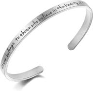 women's inspirational mantra cuff bracelet - stainless steel motivational jewelry, perfect for birthdays and graduation gifts logo