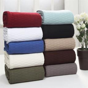img 1 attached to Premium Woven Reversible Cotton Blankets: SUPERIOR All-Season Kabu Collection - Ultra-Soft, Warm & Full/Queen Size in Khaki