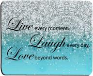 🌟 sparkling blue glitter mouse pad: customized rectangle non-slip rubber gaming mouse pad with live love laugh quote logo