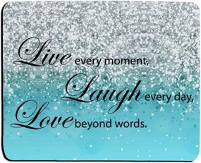 img 3 attached to 🌟 Sparkling Blue Glitter Mouse Pad: Customized Rectangle Non-Slip Rubber Gaming Mouse Pad with Live Love Laugh Quote