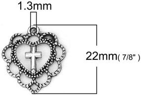 img 3 attached to 🔮 JGFinds Filigree Cross Charm Pendants - 130 Pack (30 Heart, 50 Crosses) Vintage Style, Silver Tone, ⅞ Inch, DIY Jewelry Making Supplies